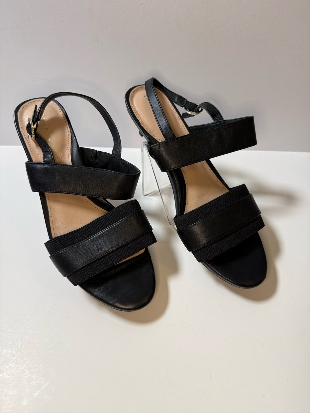 Taryn Rose Black Wide-Strap Slingback Sandals - Picture 2 of 11